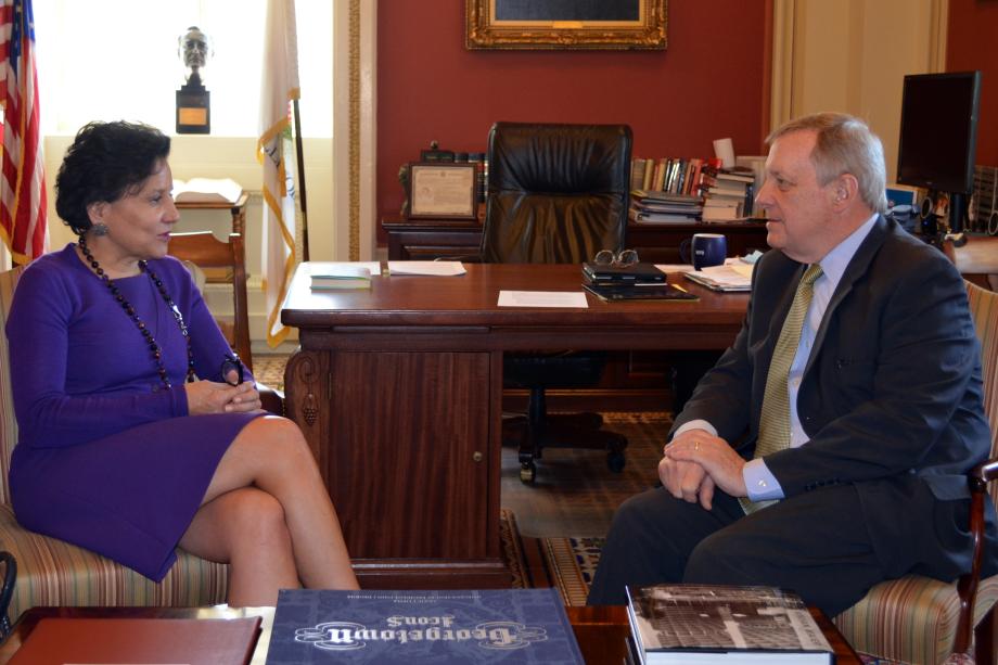U.S. Senator Dick Durbin (D-IL) met with Penny Pritzker to discuss her nomination as Secretary of Commerce.